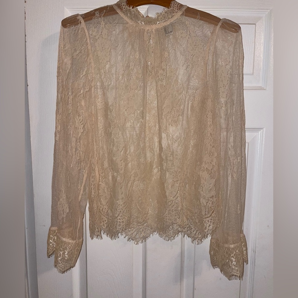 Forever 21 Elegant Lace Cream Blouse
